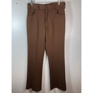 VTG Lee Rancher Pants Mens 29x30 Brown Bootcut Polyester Cowboy Ranchwear